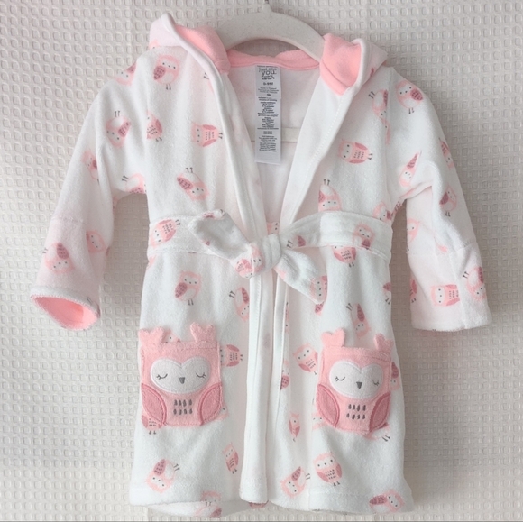 Just One You made by Carter's White/Pink Owl Baby Robe Size 0-9 mo. - Picture 1 of 7